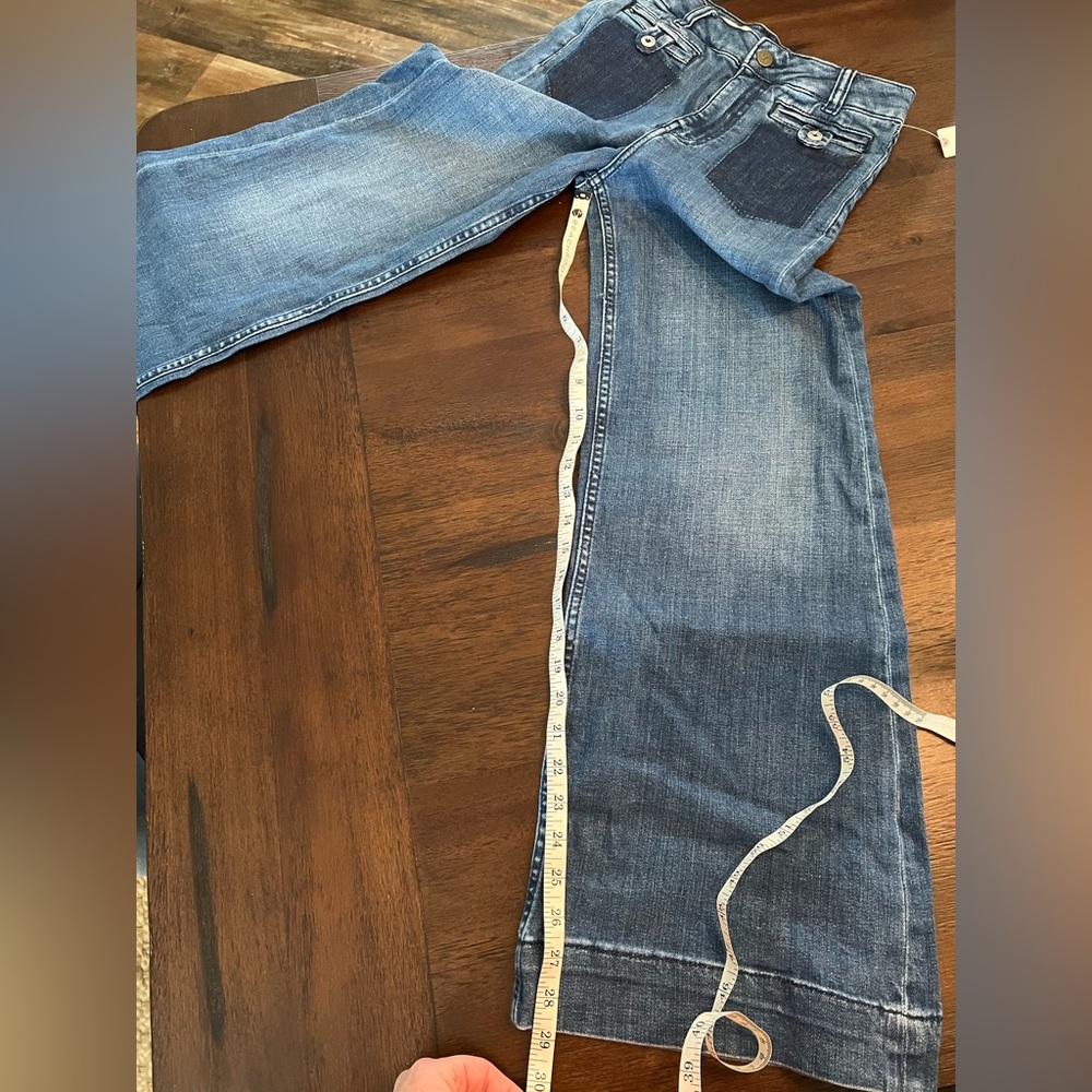 Anthropologie NWT 23 T Reworked High Rise Cropped Flare Pilcro Jeans - Blue! - Picture 7 of 12